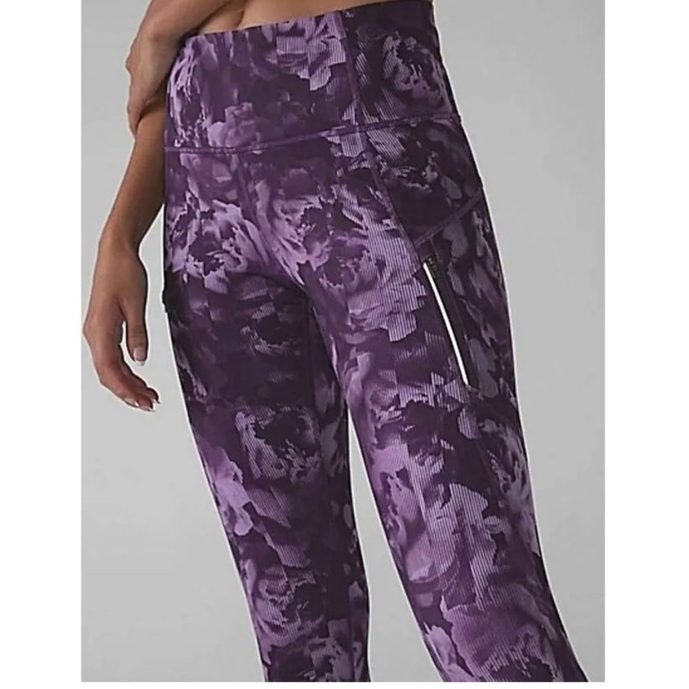 Athleta Rainier Printed Purple Leggings — 2X — like new - Picture 2 of 9